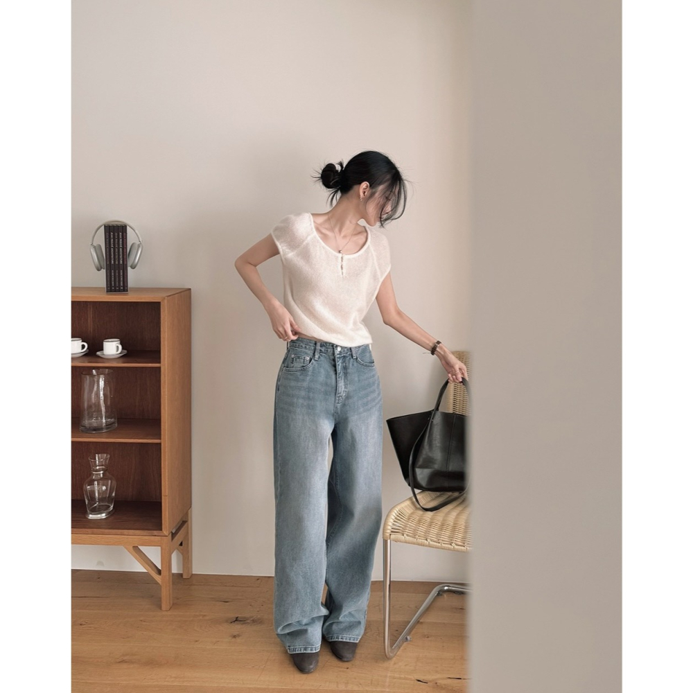 正韓製Today寬版牛仔褲 pants / slowand 와이드업 투데이 데님팬츠-細節圖9