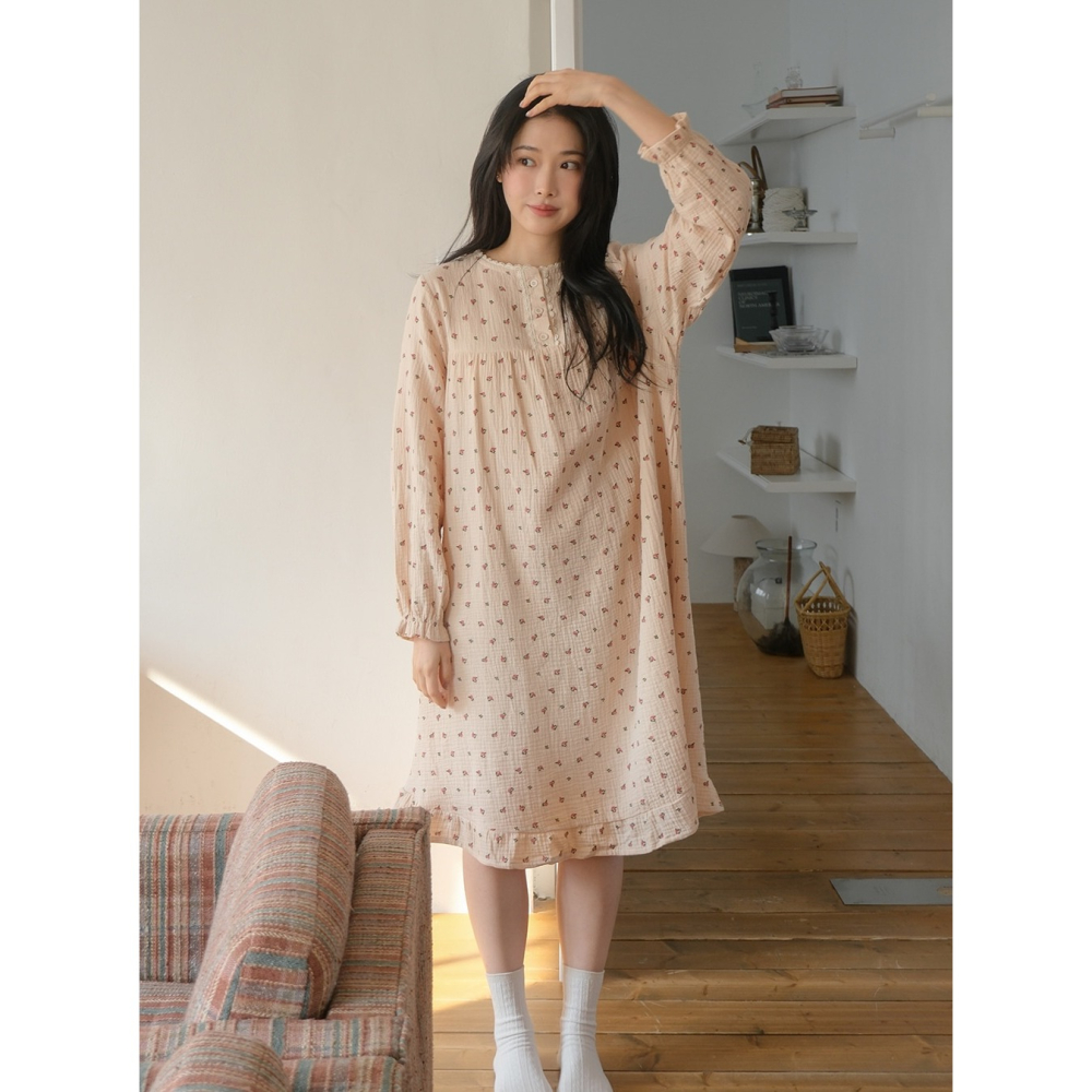 juuneedu 小碎花睡衣 套裝/連身洋裝 J’eu 라비앙로즈 레이스 요루면 파자마 잠옷 세트-細節圖8