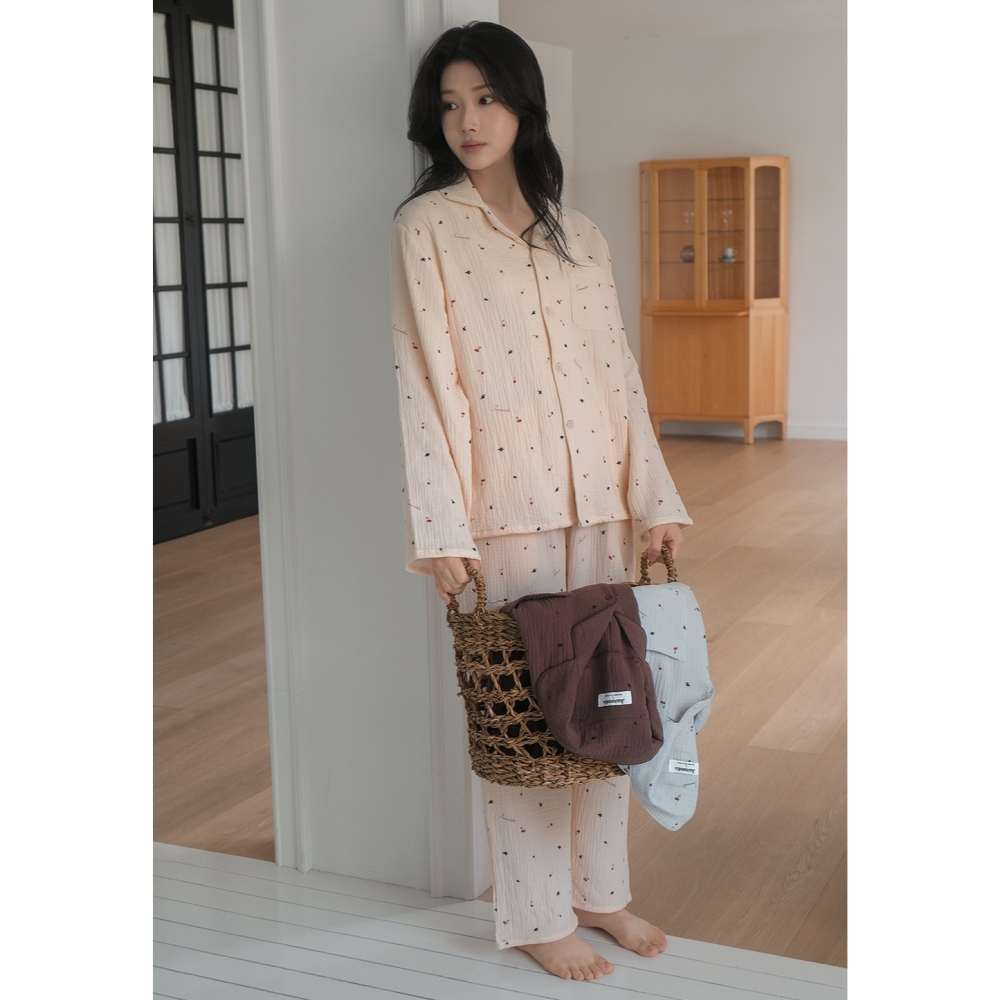 juuneedu 水果睡衣 J’eu 체리 요루면 파자마 잠옷 세트-細節圖4