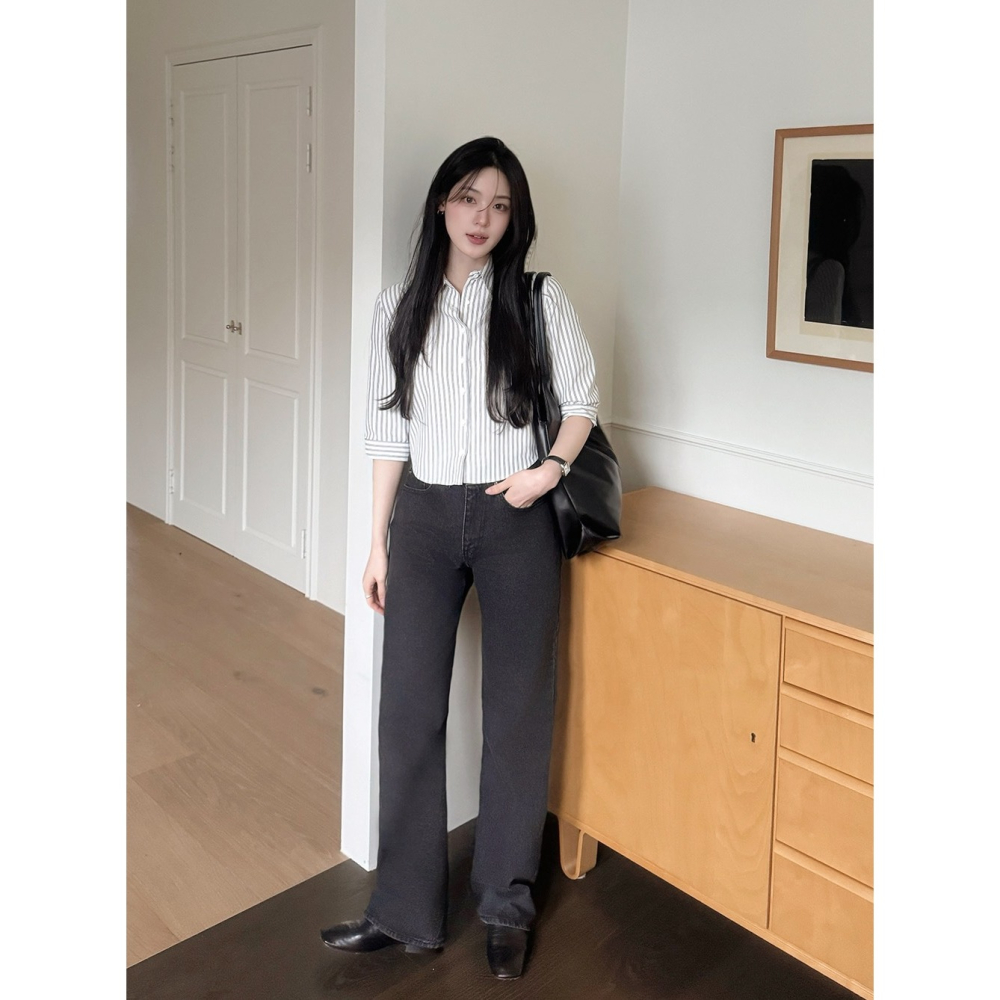 格紋/條紋 正韓製雙款線條感修身襯衫 / slowand 투타입 라인무드 슬림핏셔츠-細節圖2