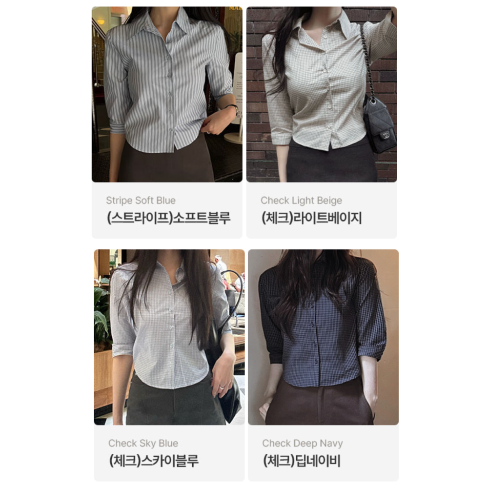 格紋/條紋 正韓製雙款線條感修身襯衫 / slowand 투타입 라인무드 슬림핏셔츠-細節圖9