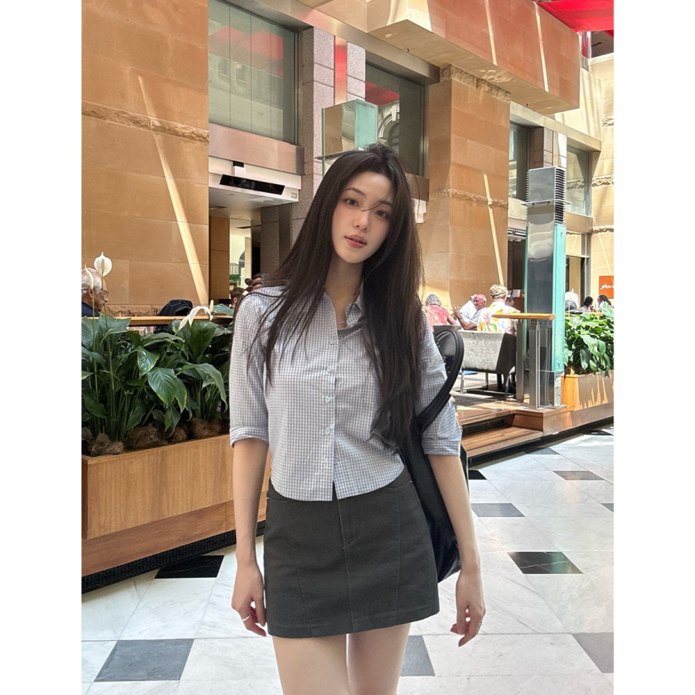 格紋/條紋 正韓製雙款線條感修身襯衫 / slowand 투타입 라인무드 슬림핏셔츠-細節圖11