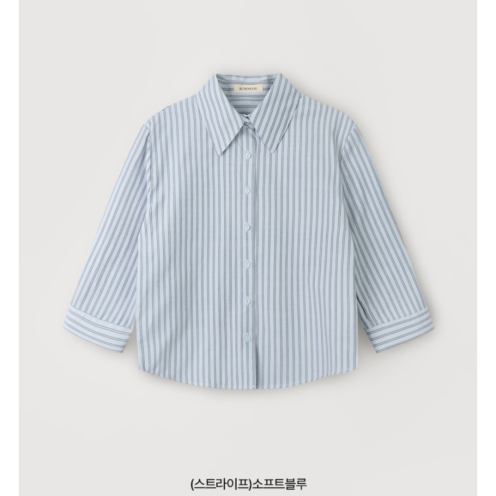 格紋/條紋 正韓製雙款線條感修身襯衫 / slowand 투타입 라인무드 슬림핏셔츠-規格圖11