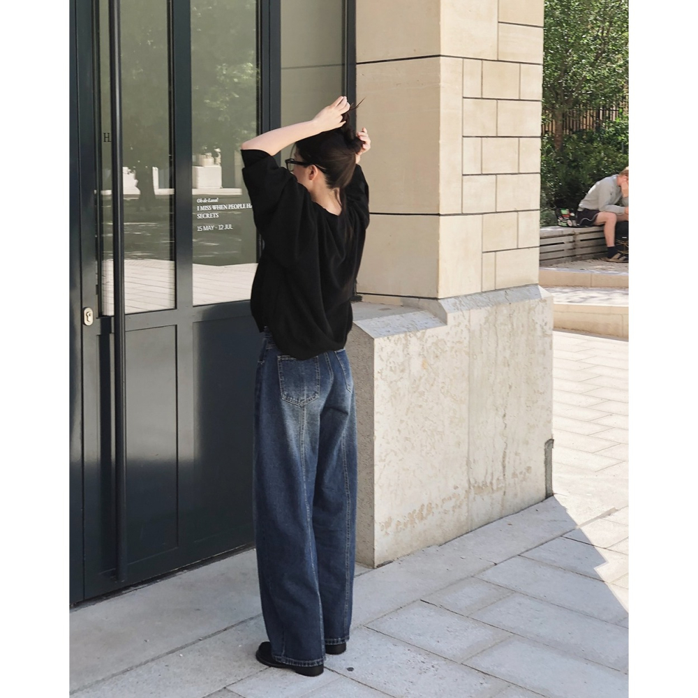 細節拼接水洗牛仔褲 / slowand 에디 디테일러 워싱데님팬츠-細節圖3