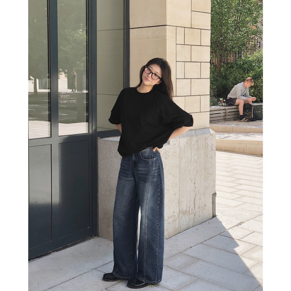 細節拼接水洗牛仔褲 / slowand 에디 디테일러 워싱데님팬츠-細節圖4