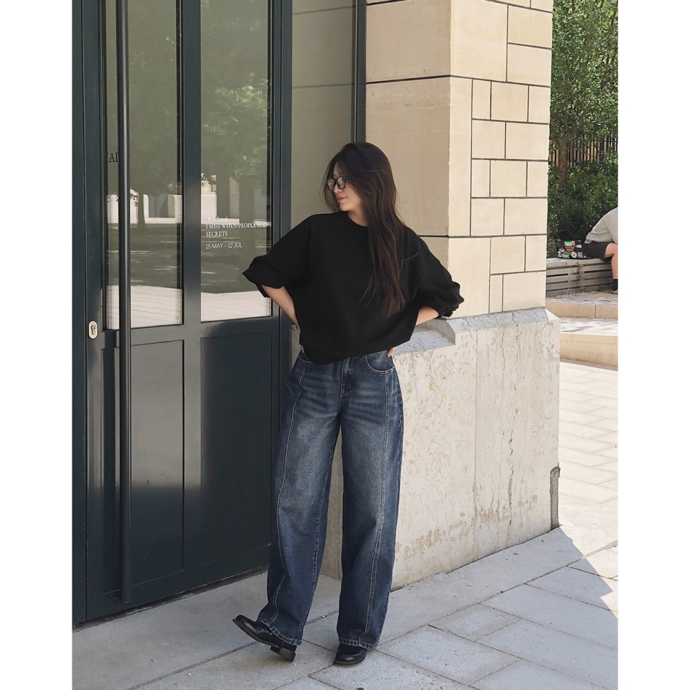 細節拼接水洗牛仔褲 / slowand 에디 디테일러 워싱데님팬츠-細節圖5