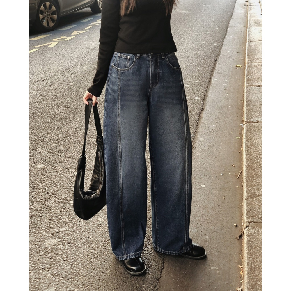 細節拼接水洗牛仔褲 / slowand 에디 디테일러 워싱데님팬츠-細節圖6