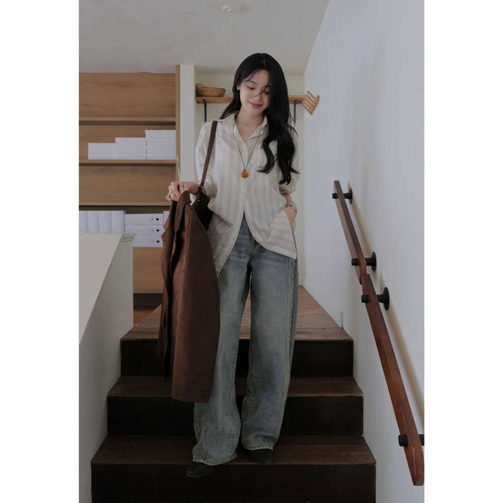 細節拼接水洗牛仔褲 / slowand 에디 디테일러 워싱데님팬츠-細節圖7