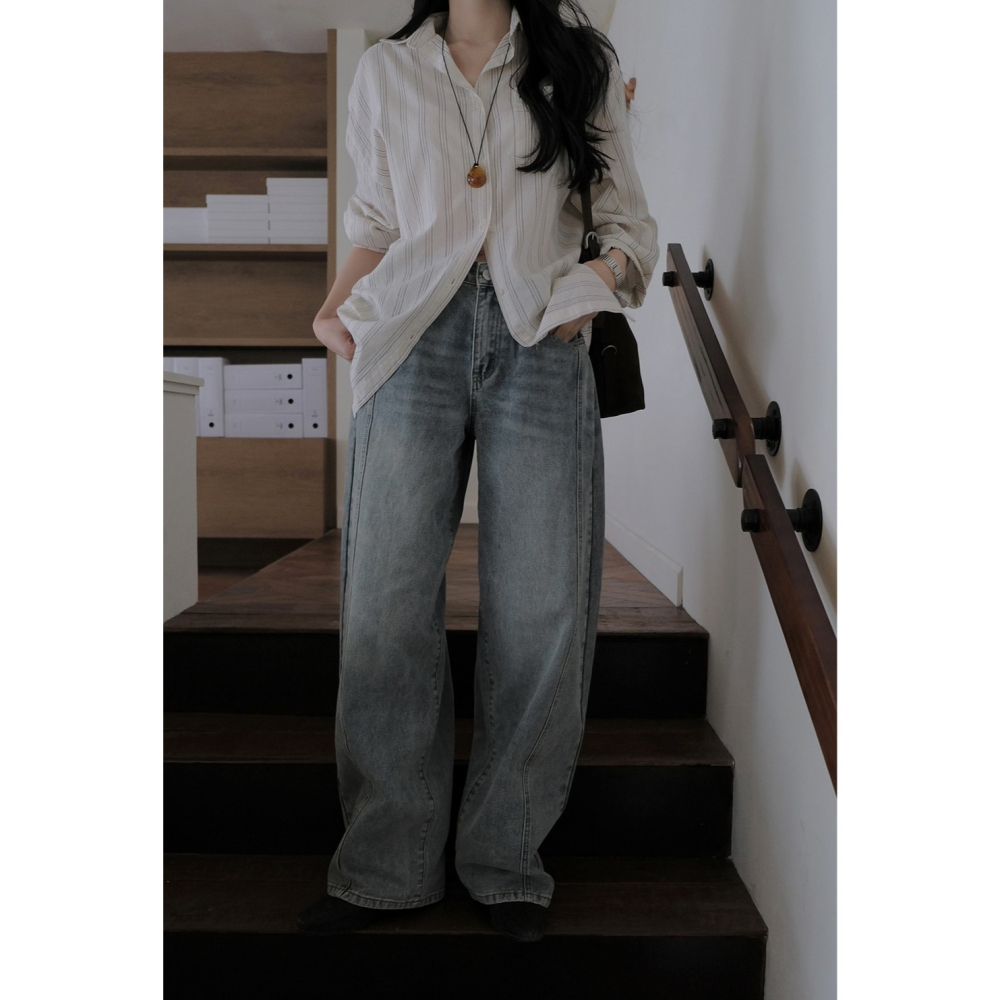 細節拼接水洗牛仔褲 / slowand 에디 디테일러 워싱데님팬츠-細節圖8