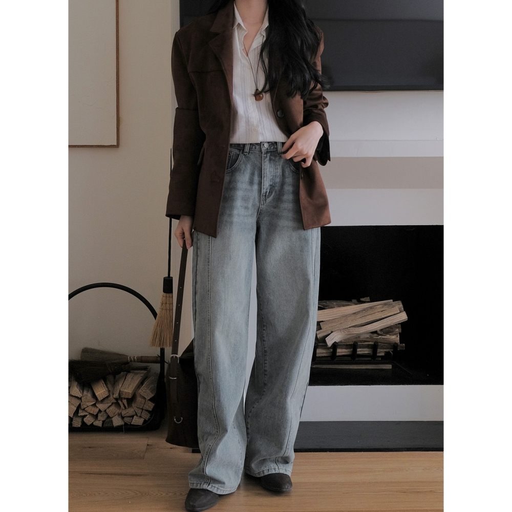 細節拼接水洗牛仔褲 / slowand 에디 디테일러 워싱데님팬츠-細節圖9