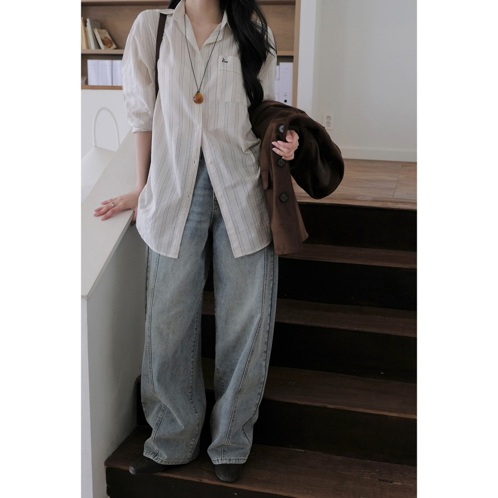 細節拼接水洗牛仔褲 / slowand 에디 디테일러 워싱데님팬츠-細節圖10