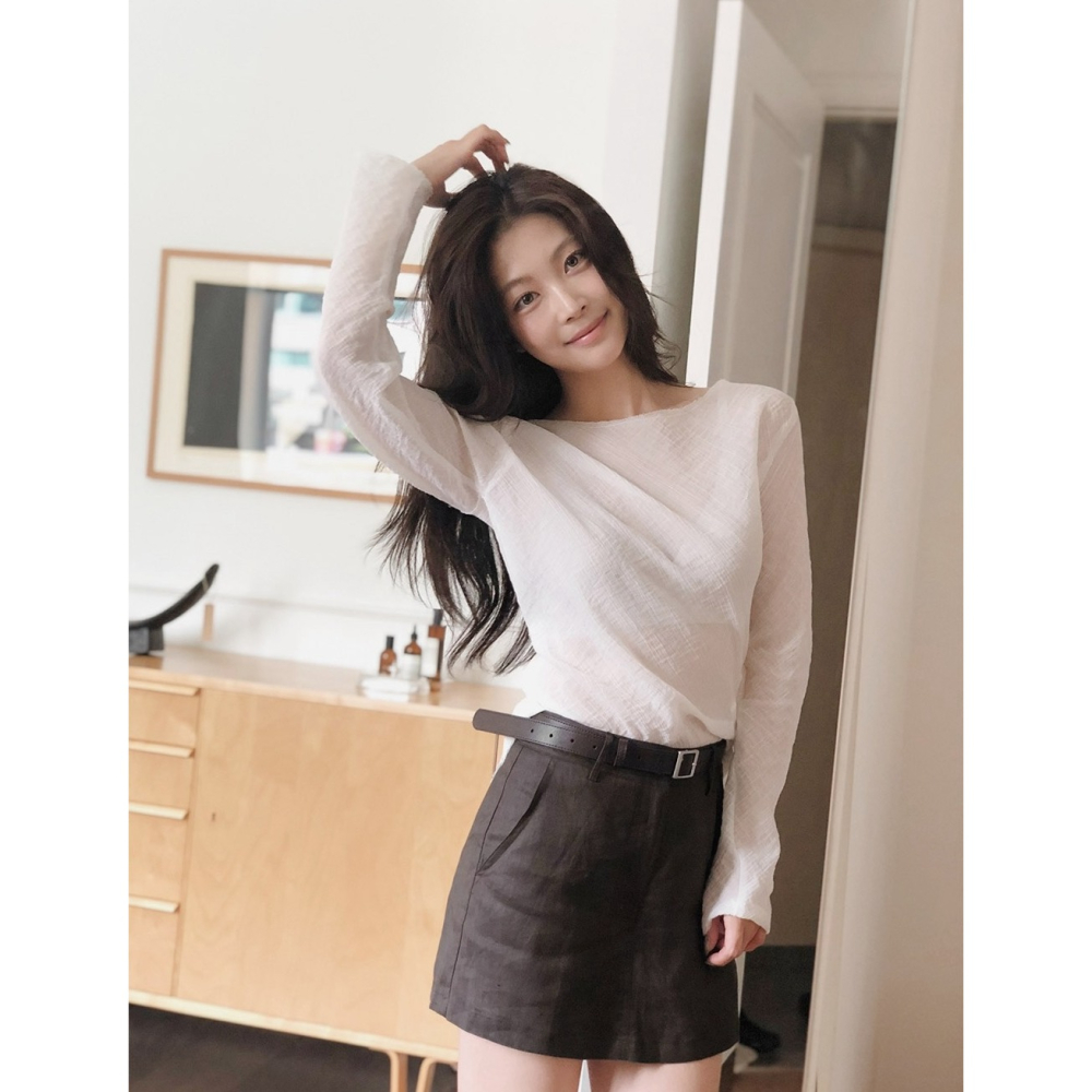 夏季亞麻迷你褲裙 skirt 2色 / slowand 韓國代購 短裙 迷你裙 A字裙-細節圖3