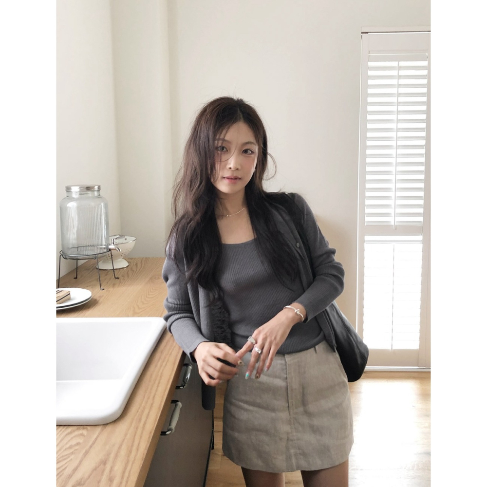 夏季亞麻迷你褲裙 skirt 2色 / slowand 韓國代購 短裙 迷你裙 A字裙-細節圖7