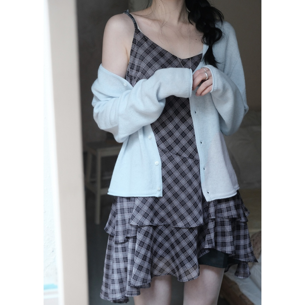 層疊雪紡細肩帶洋裝 dress / slowand 티커 쉬폰레이스 뷔스티에 원피스-細節圖4