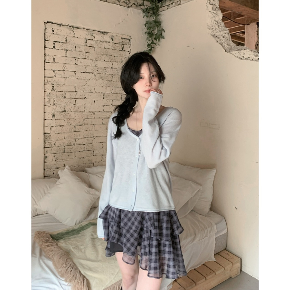 層疊雪紡細肩帶洋裝 dress / slowand 티커 쉬폰레이스 뷔스티에 원피스-細節圖6