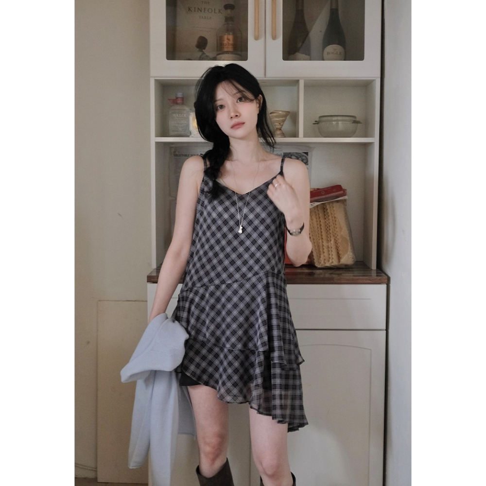 層疊雪紡細肩帶洋裝 dress / slowand 티커 쉬폰레이스 뷔스티에 원피스-細節圖7