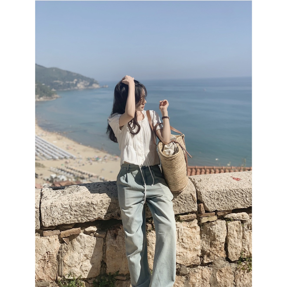 鏤空雕花短袖上衣 / slowand 들꽃 잔펀칭 티블라우스-細節圖5