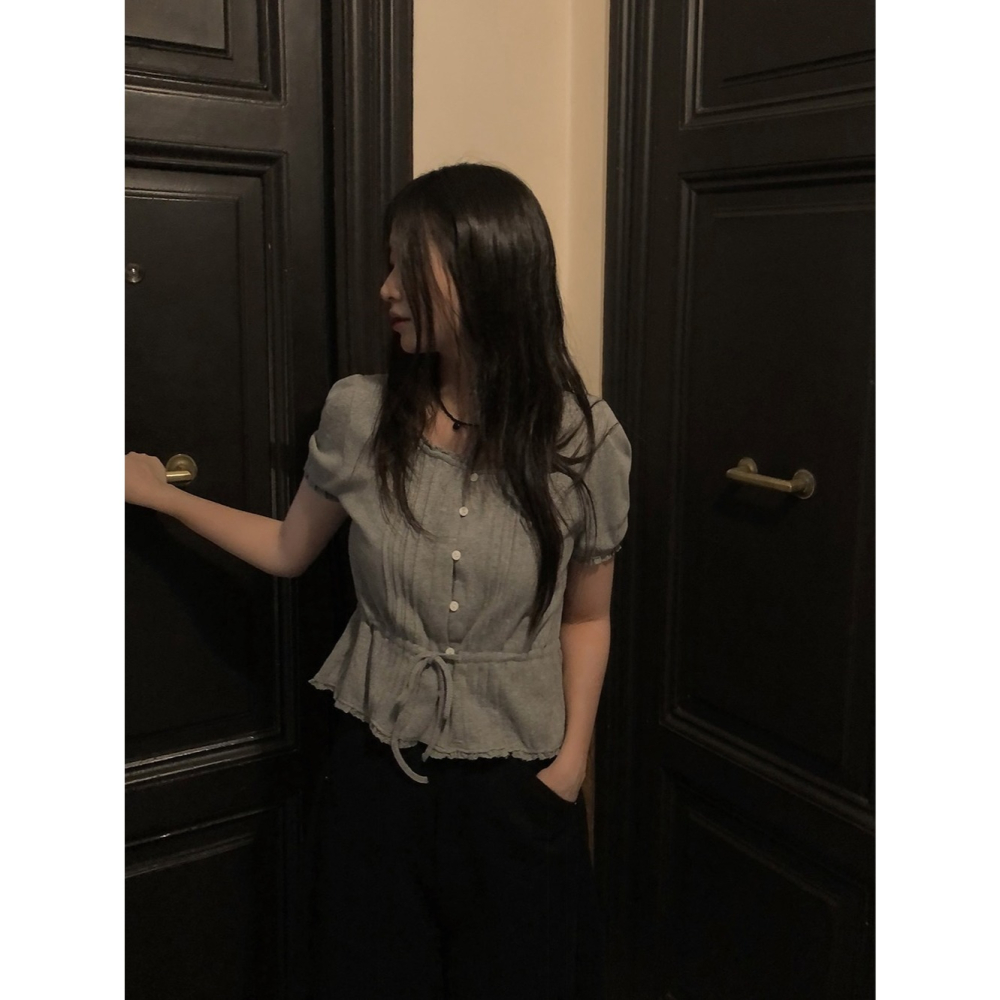 鏤空雕花短袖上衣 / slowand 들꽃 잔펀칭 티블라우스-細節圖8