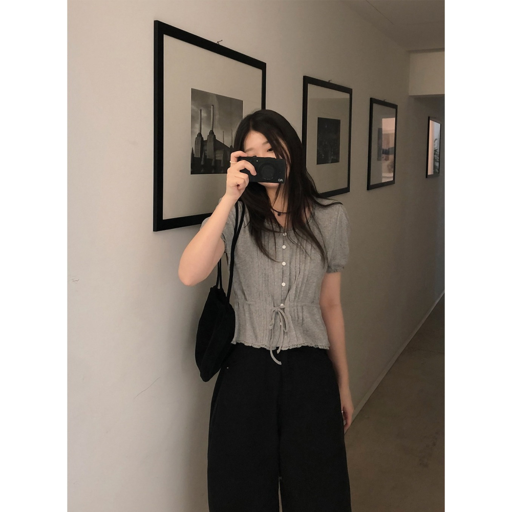 鏤空雕花短袖上衣 / slowand 들꽃 잔펀칭 티블라우스-細節圖11