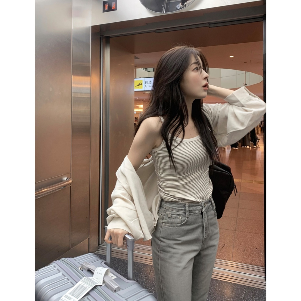 正韓製橫條紋細肩帶背心 sleeveless 5色 / slowand 해브 스트라이프 슬리브리스-細節圖5