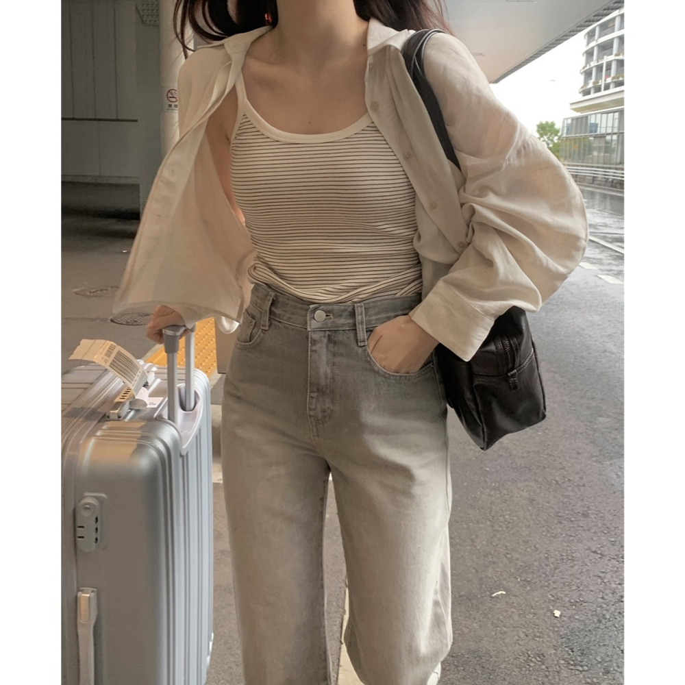 正韓製橫條紋細肩帶背心 sleeveless 5色 / slowand 해브 스트라이프 슬리브리스-細節圖6