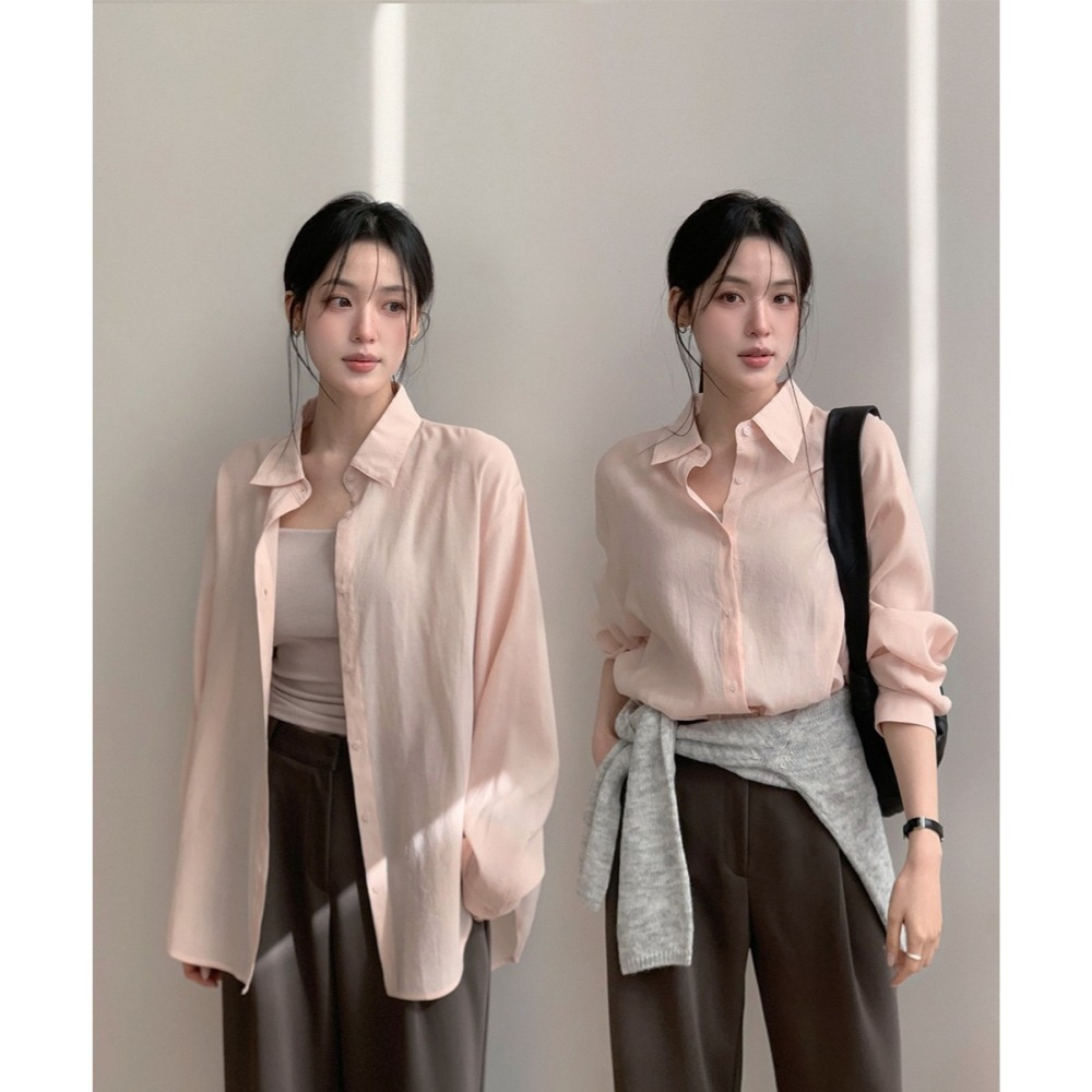 正韓製柔順垂墜絲滑襯衫 （腰側鈕扣） shirt 7色 / slowand 시어 플로우핏 365 블라우스-細節圖4