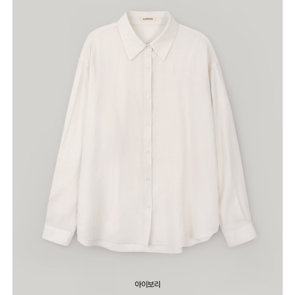 正韓製柔順垂墜絲滑襯衫 （腰側鈕扣） shirt 7色 / slowand 시어 플로우핏 365 블라우스-象牙白