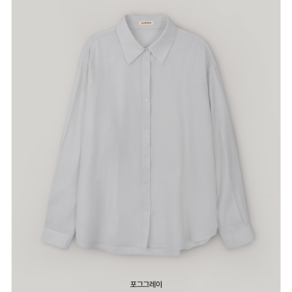 正韓製柔順垂墜絲滑襯衫 （腰側鈕扣） shirt 7色 / slowand 시어 플로우핏 365 블라우스-灰色