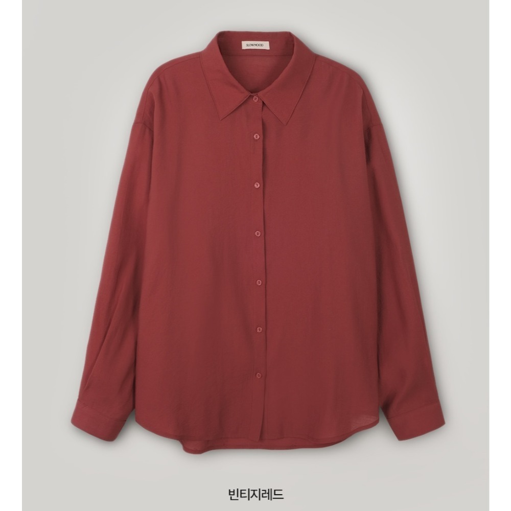 正韓製柔順垂墜絲滑襯衫 （腰側鈕扣） shirt 7色 / slowand 시어 플로우핏 365 블라우스-紅色