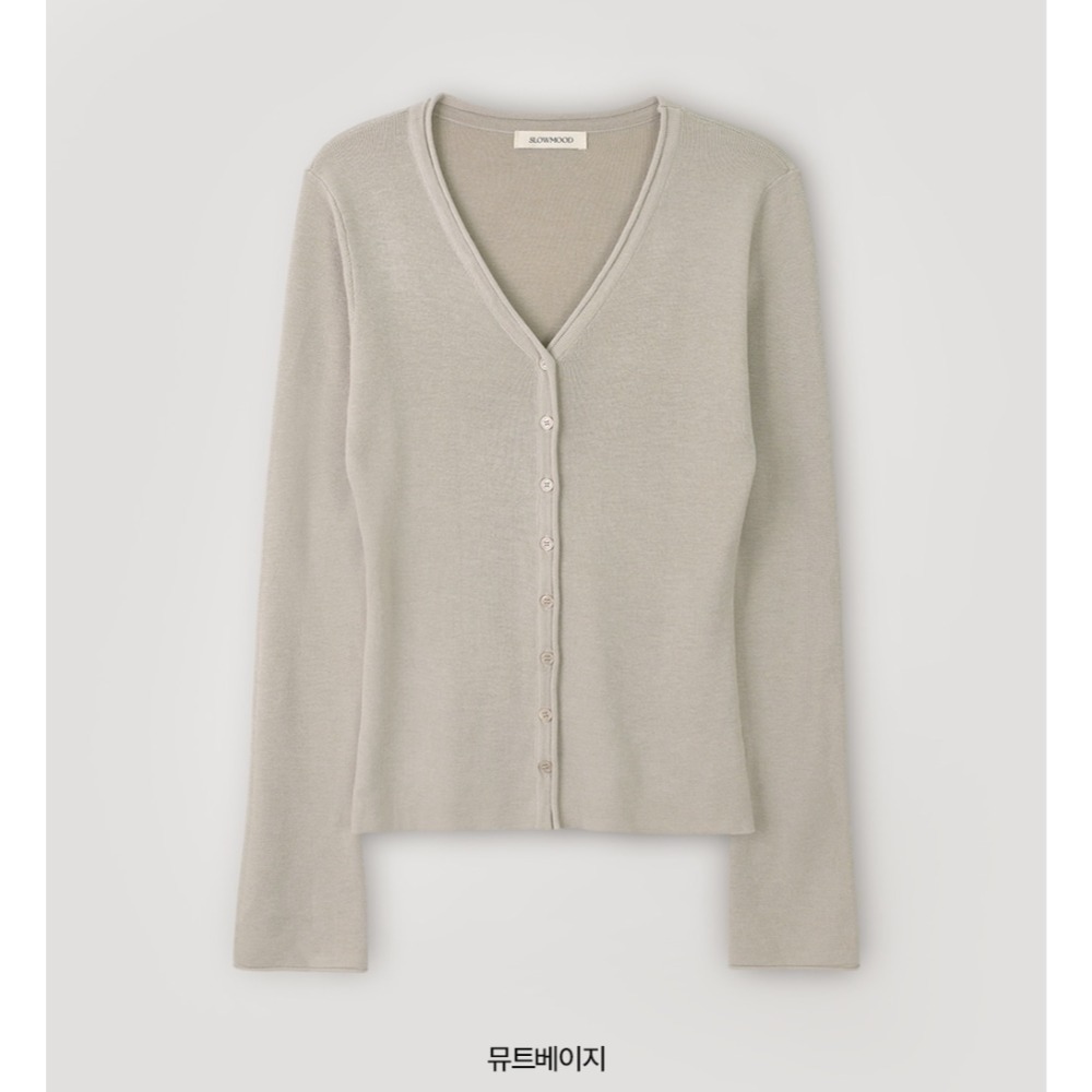 纖瘦感薄款百搭針織外套 cardigan 5色 / slowand 여리핏 롤링브이 슬림가디건-規格圖11