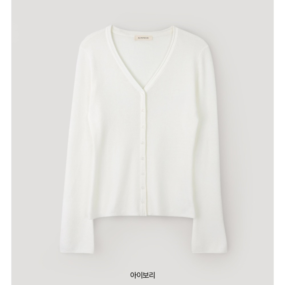纖瘦感薄款百搭針織外套 cardigan 5色 / slowand 여리핏 롤링브이 슬림가디건-規格圖11