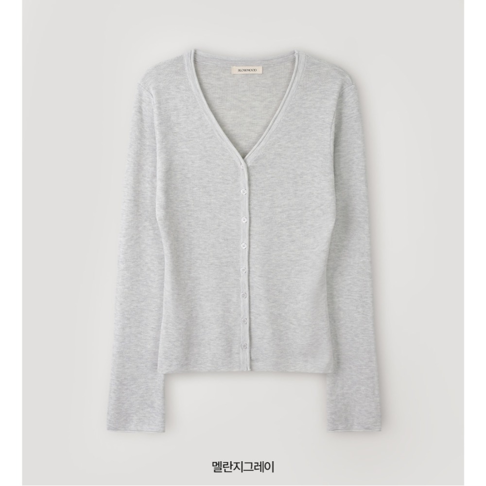 纖瘦感薄款百搭針織外套 cardigan 5色 / slowand 여리핏 롤링브이 슬림가디건-規格圖11