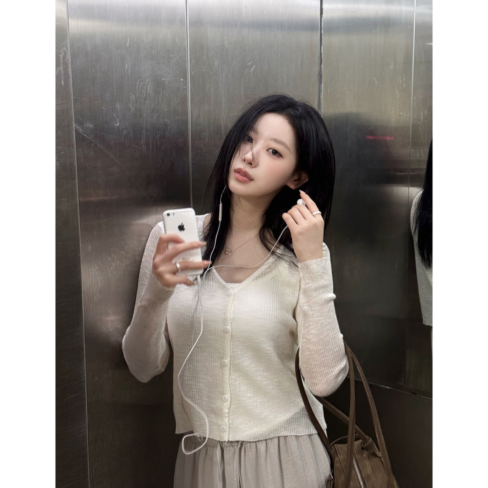 夏天V領標準版針織外套 cardigan 5色 / slowand 쿨썸머 브이넥 스탠다드핏 가디건-細節圖4