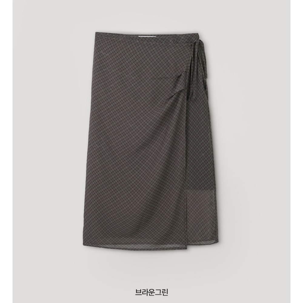 雪紡格紋不規則綁帶裙 skirt / slowand 쉬폰체크 빈티지 언발랩스커트-規格圖11