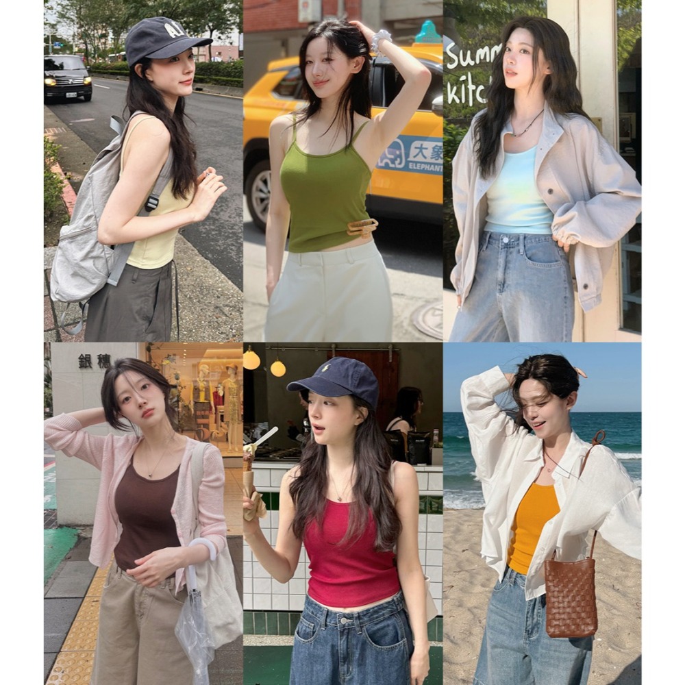 10色顯瘦美型固定胸墊背心 bra top / slowand 비프리 컬러핏 캡내장 슬리브리스-細節圖2