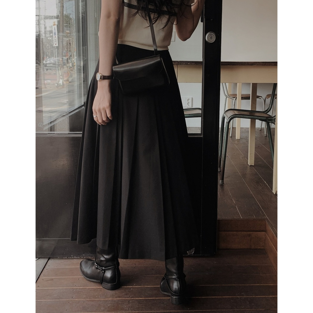10週年特價🌙 2種裙長 雙層細節百褶裙 skirt / slowand 프리미엄 겹플리츠 디테일스커트-細節圖3