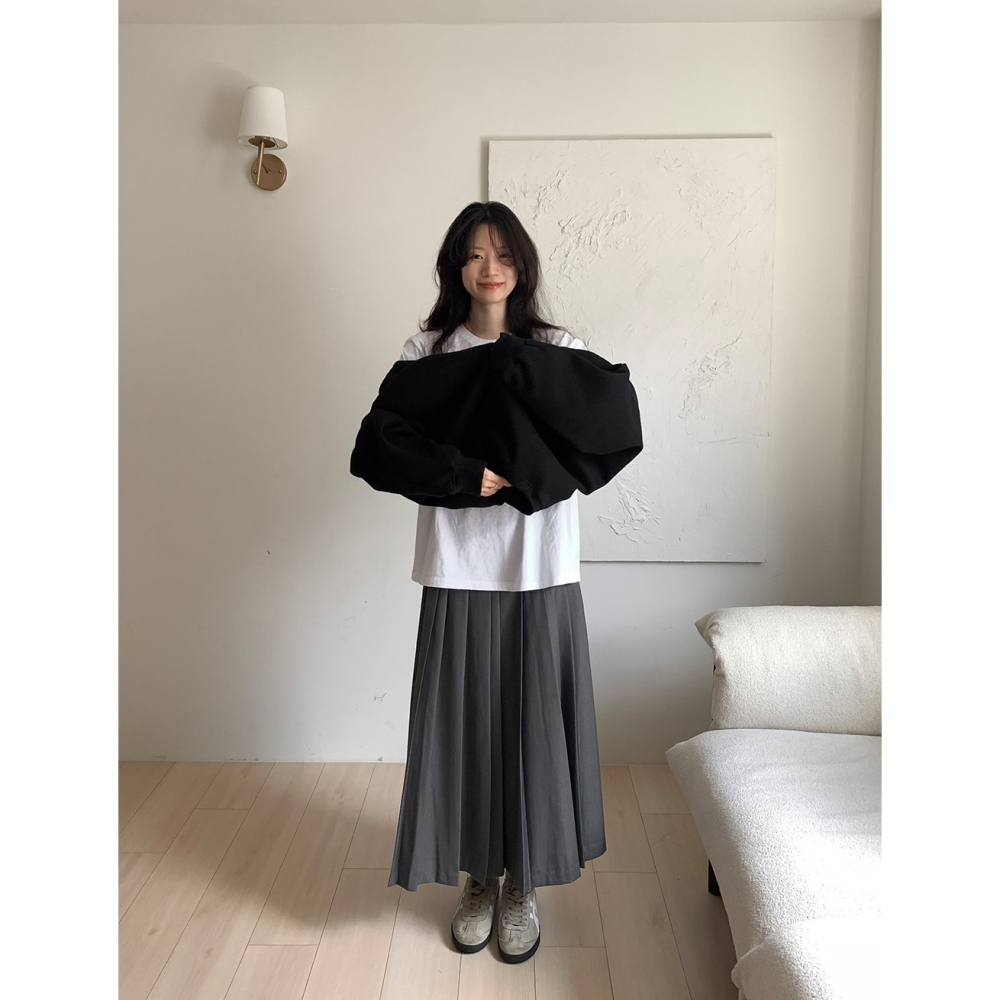 10週年特價🌙 2種裙長 雙層細節百褶裙 skirt / slowand 프리미엄 겹플리츠 디테일스커트-細節圖10