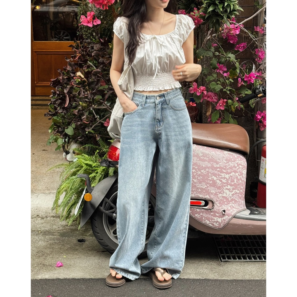 抓皺縮口細節短袖襯衫 blouse / slowand 디온 스모크디테일 블라우스-細節圖6