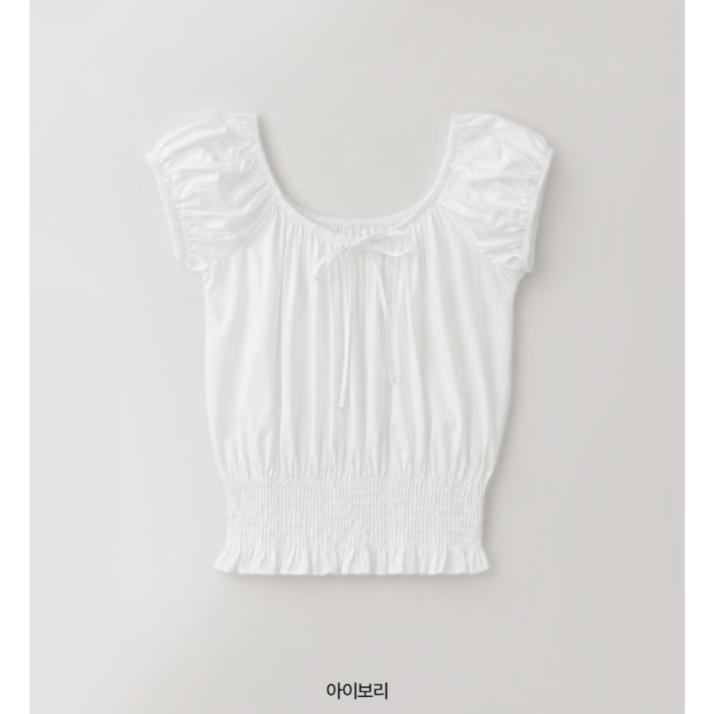 抓皺縮口細節短袖襯衫 blouse / slowand 디온 스모크디테일 블라우스-規格圖11