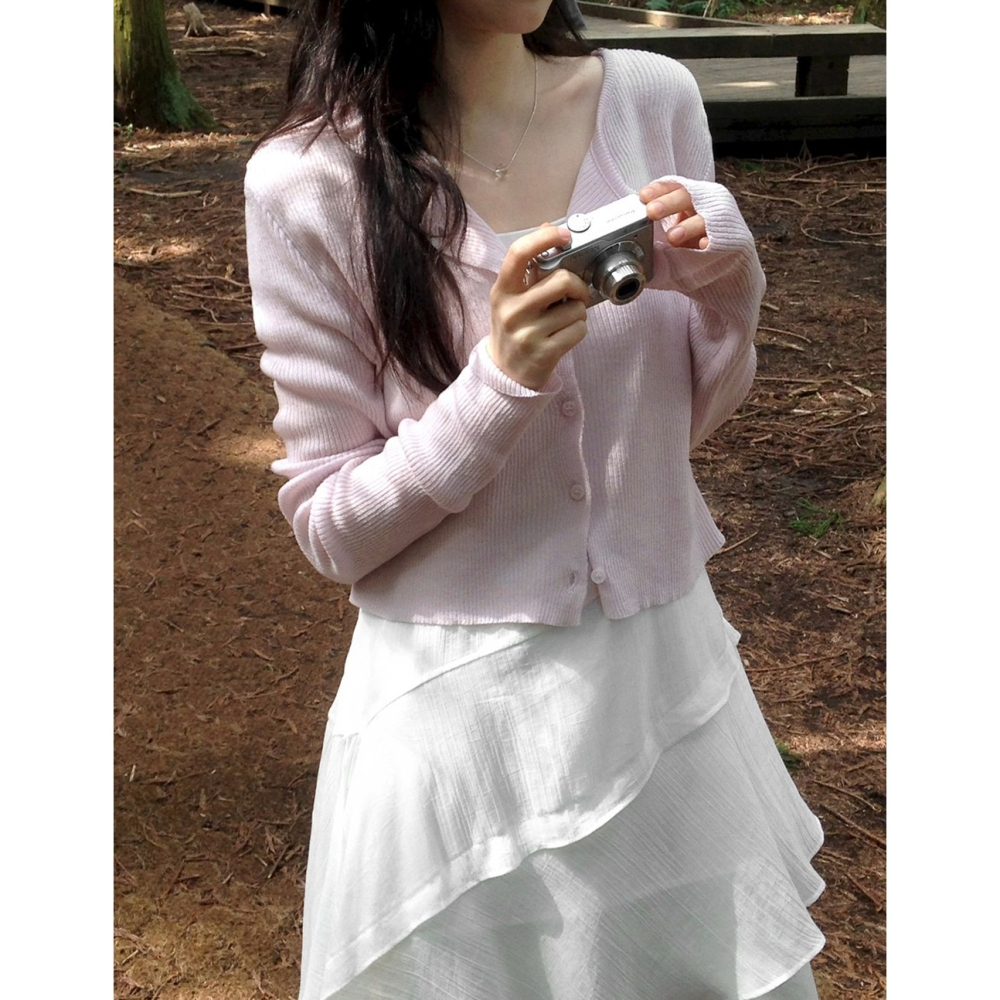 層次疊穿細肩帶連身裙 dress 3色 / slowand 무드업 캉캉레이어 뷔스티에 원피스-細節圖3