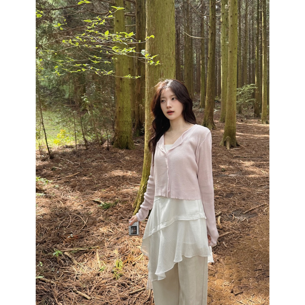 層次疊穿細肩帶連身裙 dress 3色 / slowand 무드업 캉캉레이어 뷔스티에 원피스-細節圖5
