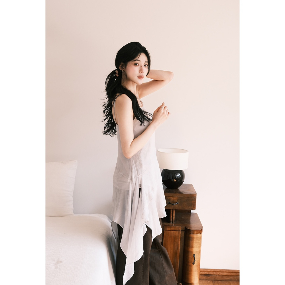 層次疊穿細肩帶連身裙 dress 3色 / slowand 무드업 캉캉레이어 뷔스티에 원피스-細節圖11