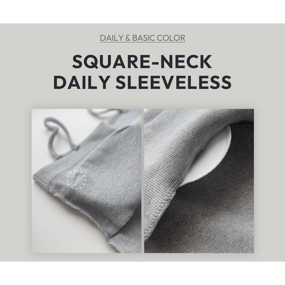 正韓製平口細肩帶背心 sleeveless 4色 slowand 탄탄스퀘어 캡내장 슬리브리스-細節圖2