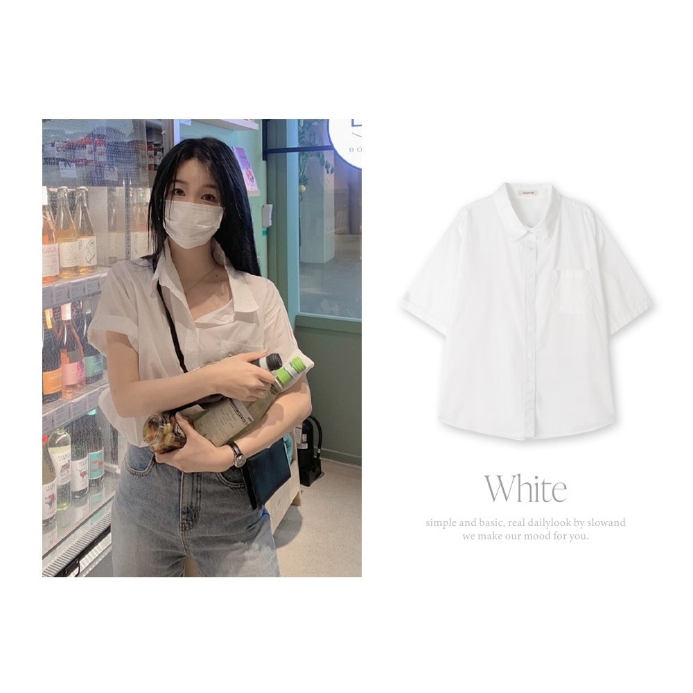 正韓製雙車線清爽水洗口袋襯衫 shirt 7色 / slowand 실켓 더블스티치 워싱셔츠-規格圖11