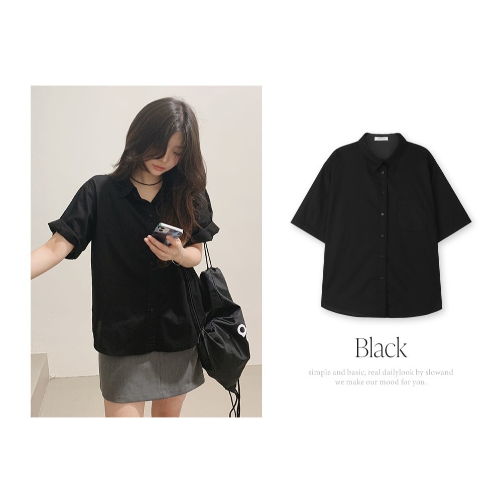 正韓製雙車線清爽水洗口袋襯衫 shirt 7色 / slowand 실켓 더블스티치 워싱셔츠-規格圖11