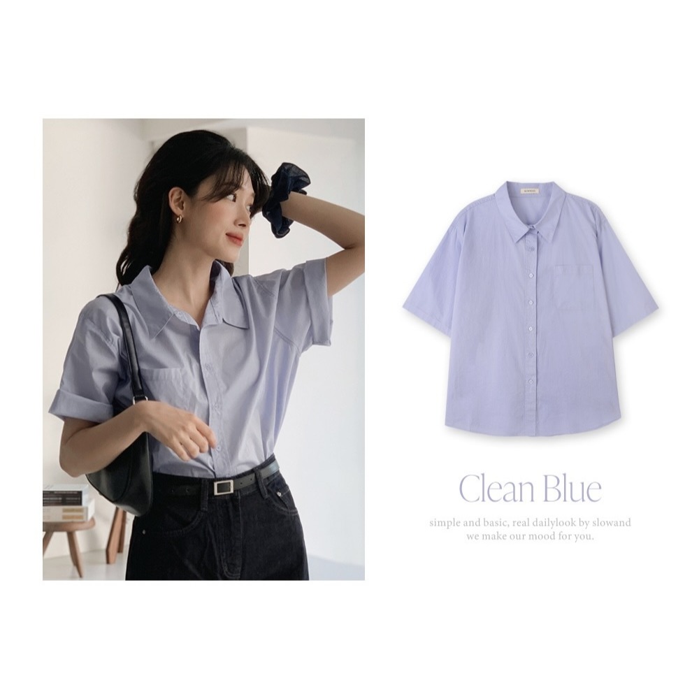 正韓製雙車線清爽水洗口袋襯衫 shirt 7色 / slowand 실켓 더블스티치 워싱셔츠-規格圖11