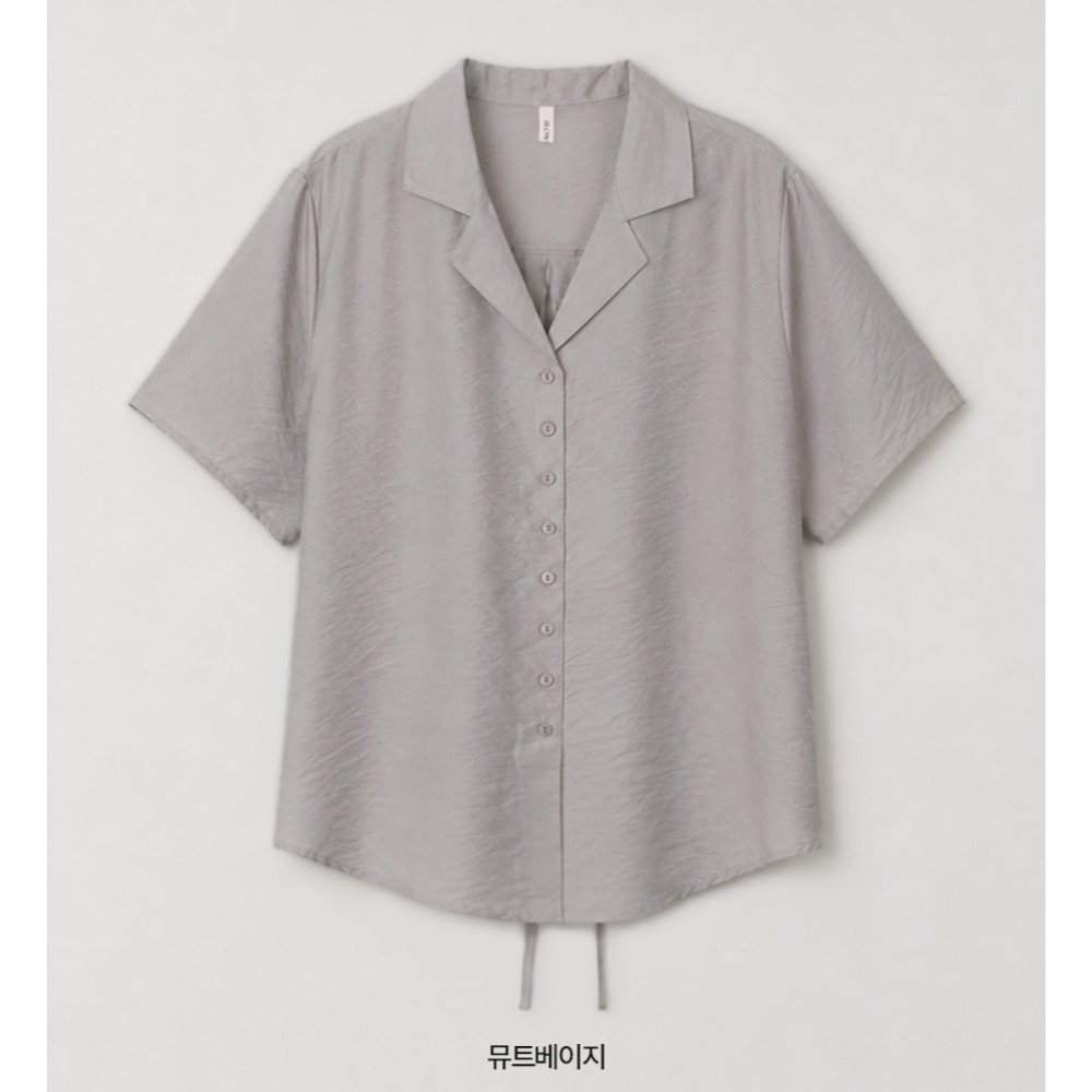 透膚光澤感綁帶襯衫 blouse 3色 / slowand 自訂款 쉬머 라인핏 스트랩 블라우스-米色