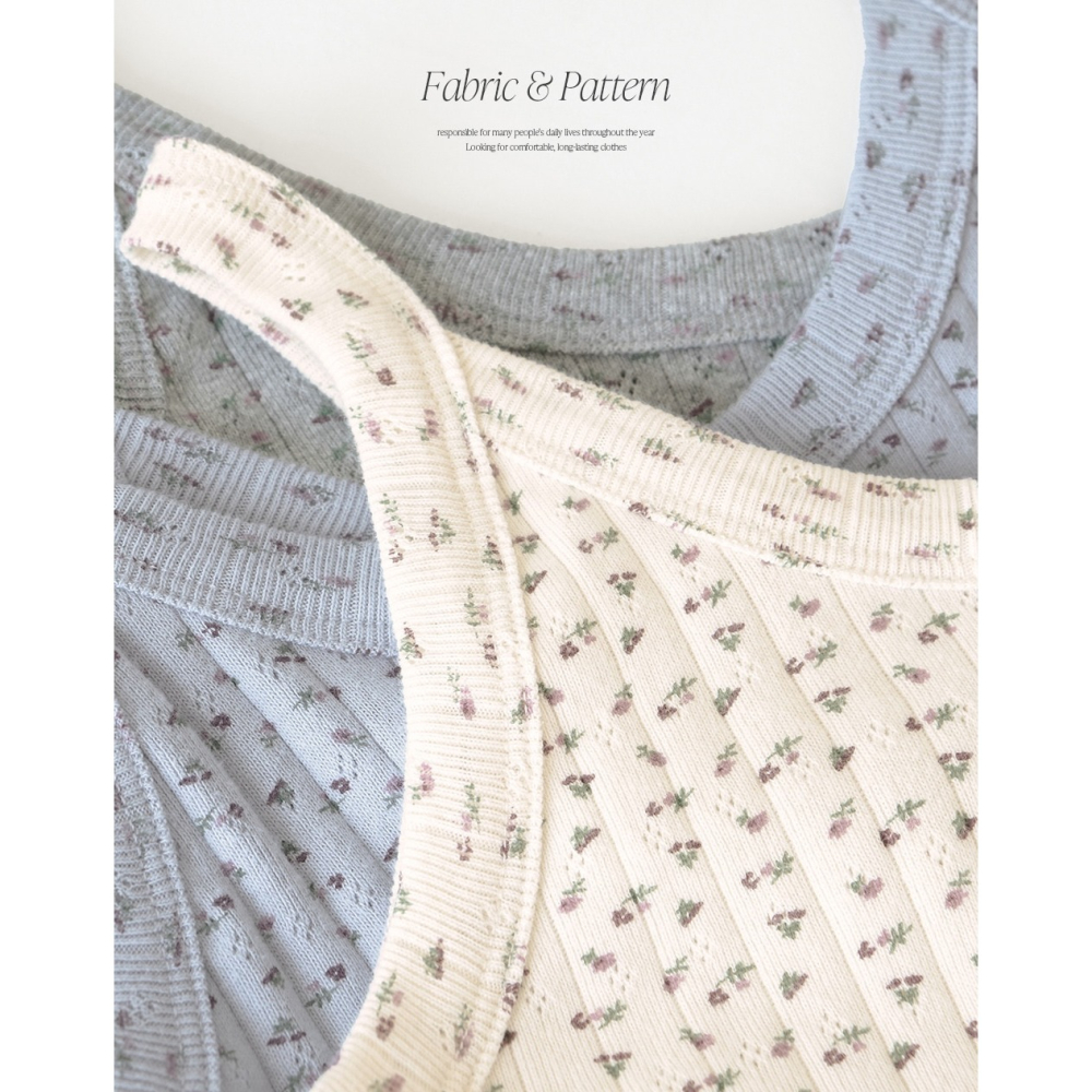正韓製碎花細肩帶背心 sleeveless 3色 / slowand 뮬리 잔플라워 슬리브리스-細節圖3