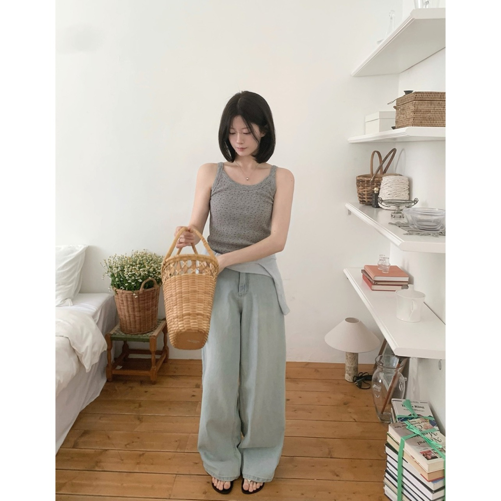 正韓製碎花細肩帶背心 sleeveless 3色 / slowand 뮬리 잔플라워 슬리브리스-細節圖9