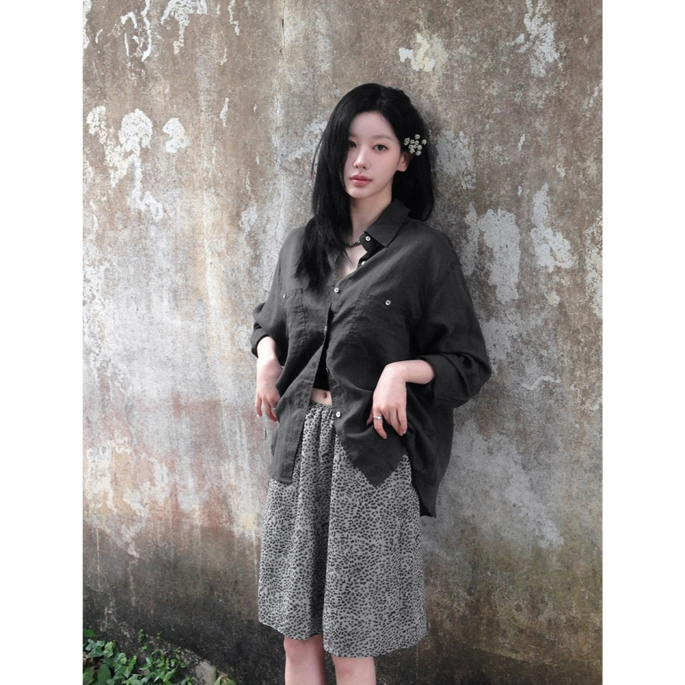 豹紋雪紡中長裙 skirt / slowand 韓國官網代購 애쉬무드 레오파드 쉬폰스커트-細節圖3
